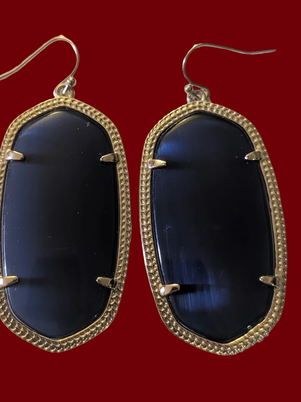 Kendra Scott Danielle Gold-Frame Blue Cats Eye Stone Drop Earrings